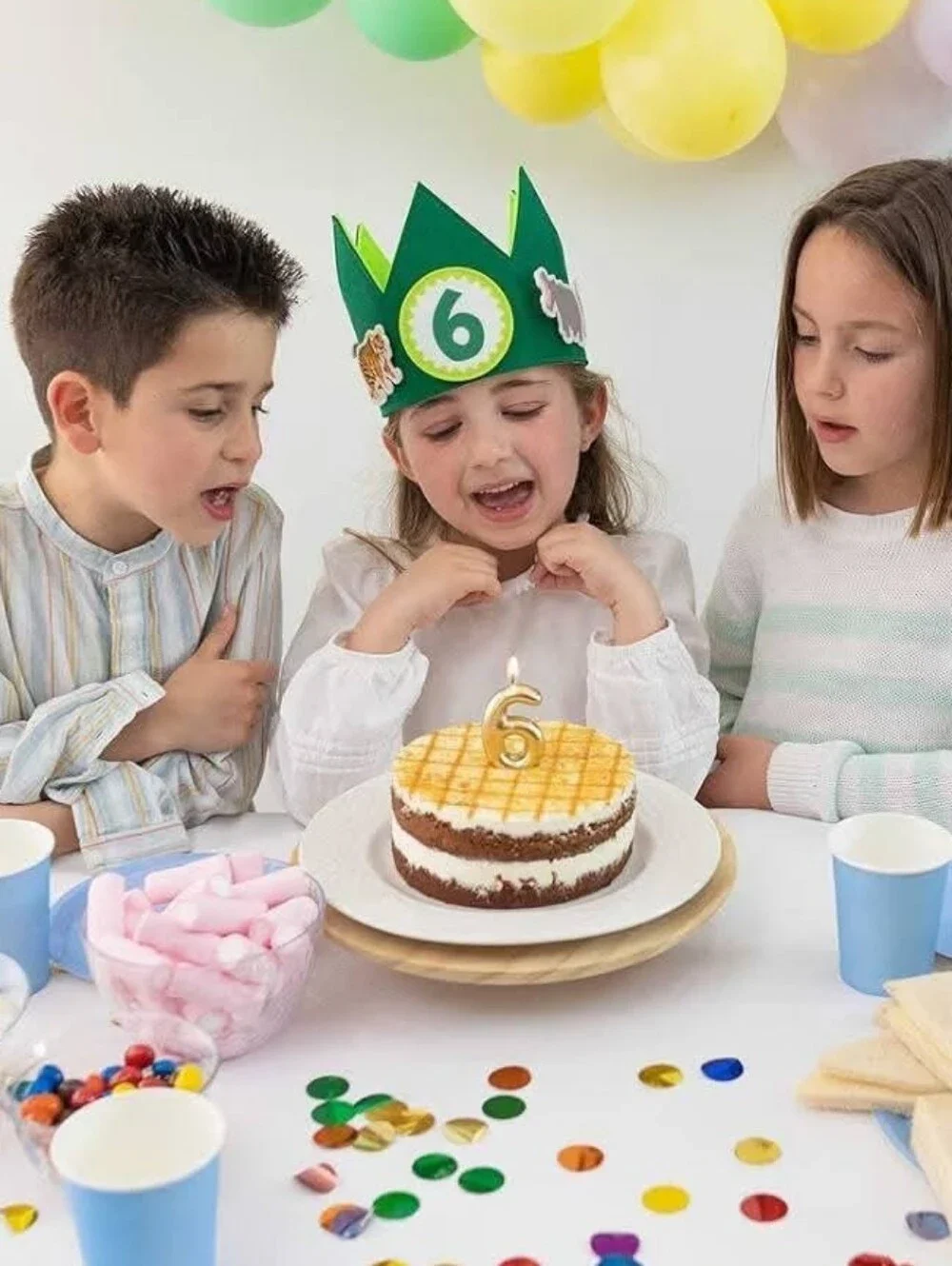 Green Felt Birthday Crown with Number Patches